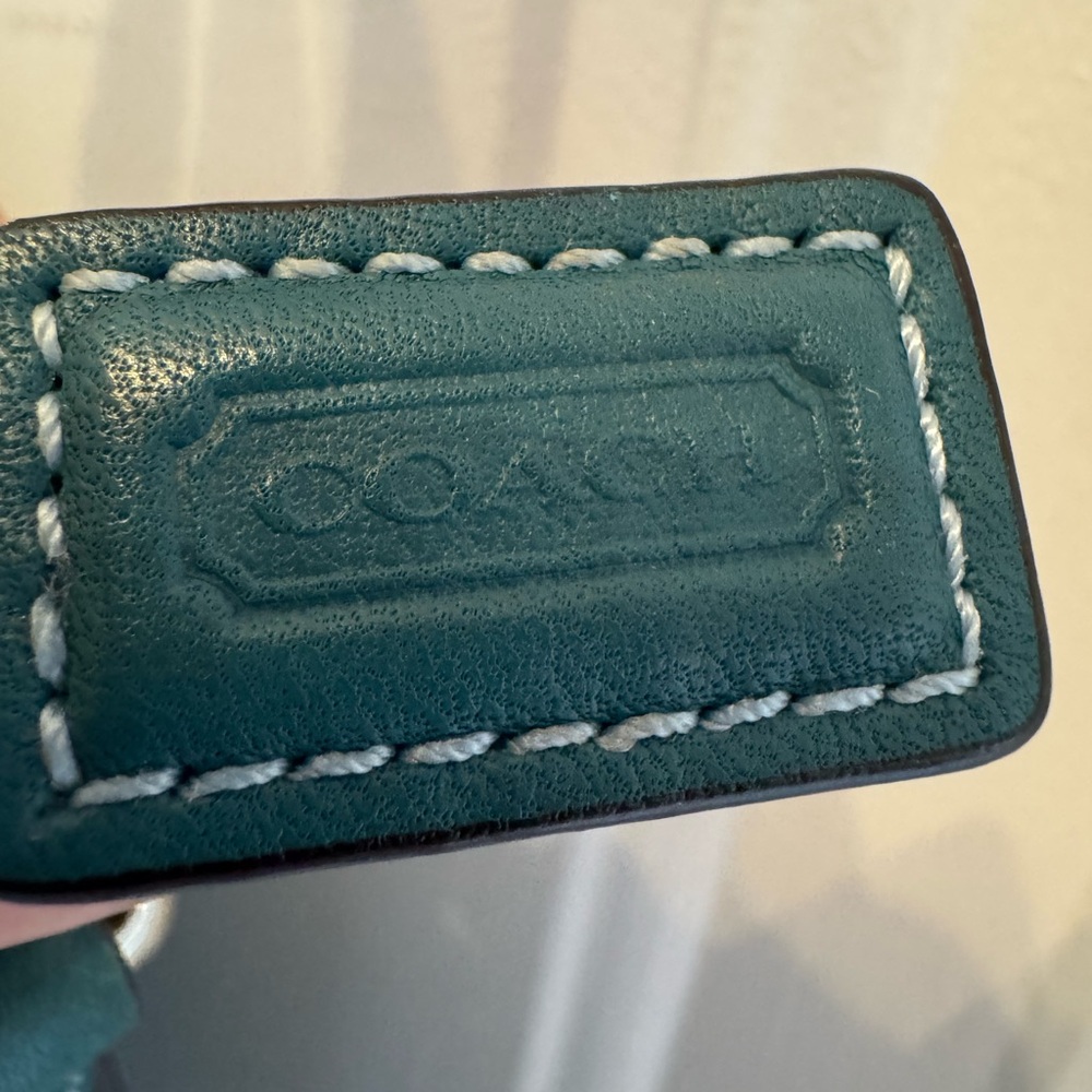 Coach Teal Crossbody Bag with Tan Web Adjustable Strap - Picture 6 of 13